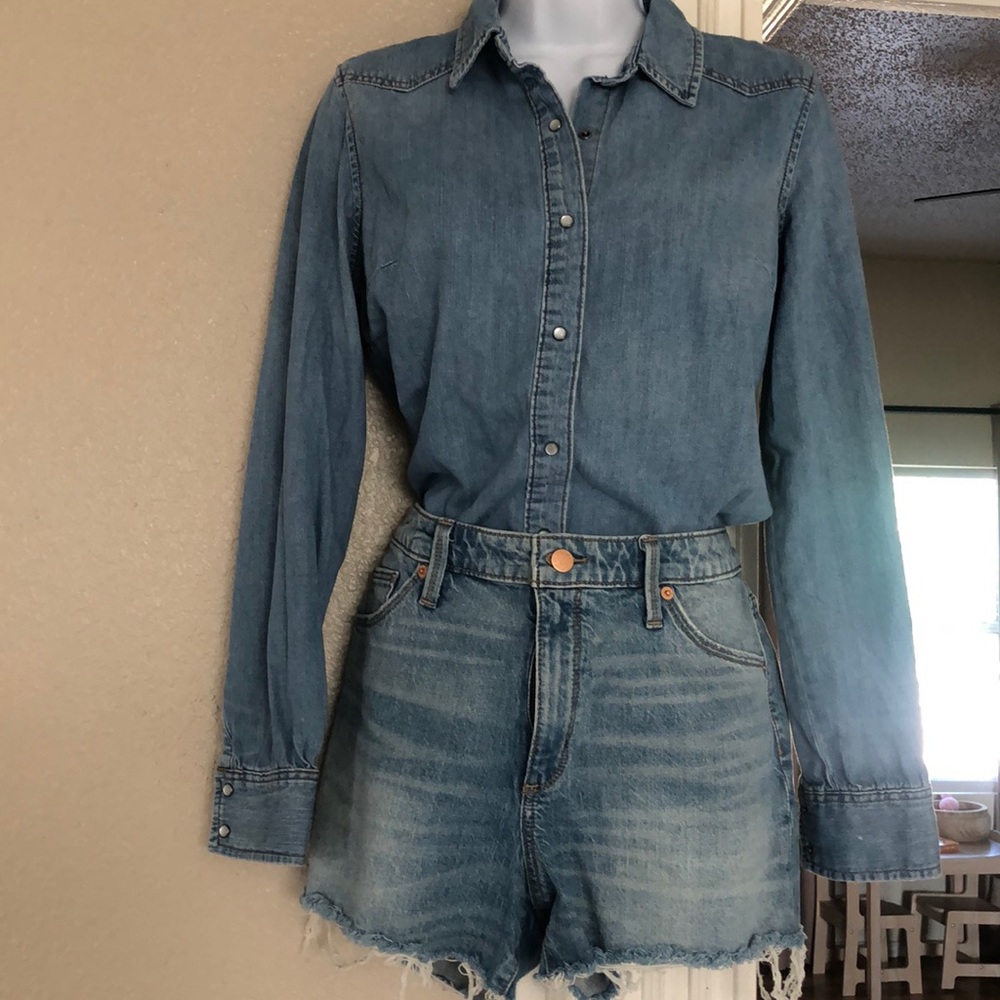 denim on denim short set